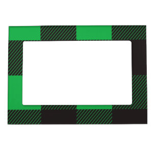 Green plaid Merry Christmas Magnetic Frame