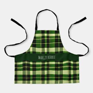 Green Plaid Mesh British Geometric Pattern Apron