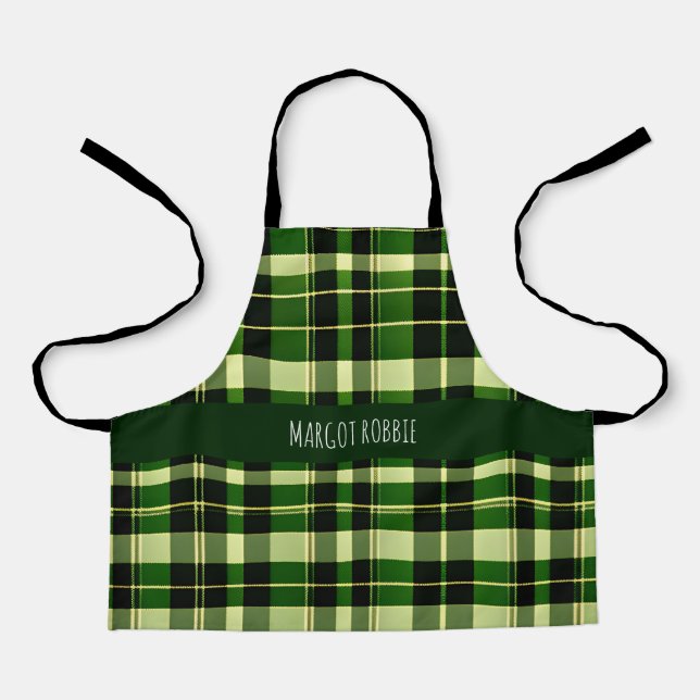 Green Plaid Mesh British Geometric Pattern Apron (Front)