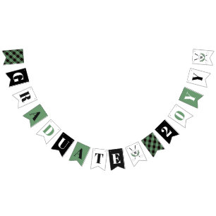 Green Plaid Monogram Golf Themed Graduation ´ Bunting Flags