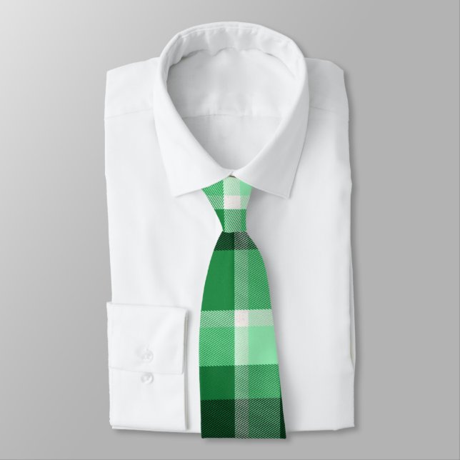 Green Plaid Neck Tie (Tied)