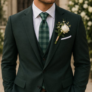 Green Plaid Neck Tie