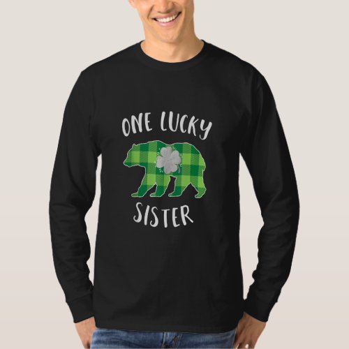 Green Plaid One Lucky Sister Matching St Patricks T_Shirt