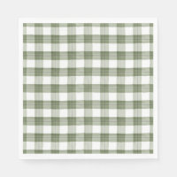 Green Plaid Paper Napkins