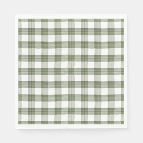 Green Plaid Paper Napkins