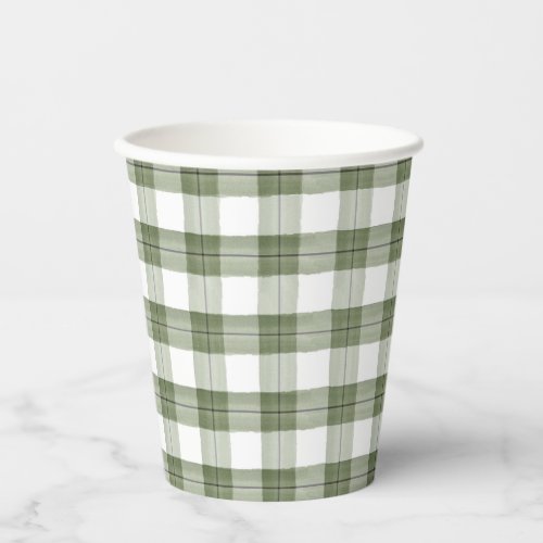 Green Plaid Paper Party Cup