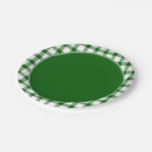 Green plaid  paper plate