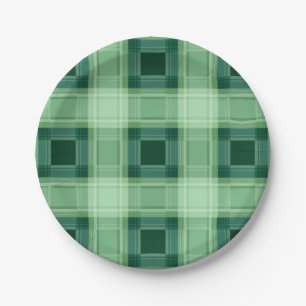 Green plaid paper plates