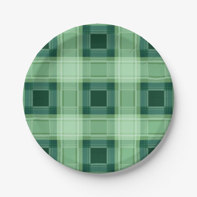 Green plaid paper plates (Front)
