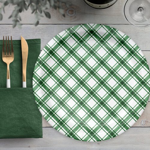 Green Plaid Paper Plates