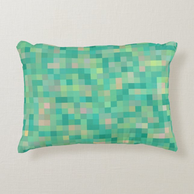 Green Plaid Pattern Accent Pillow (Front)
