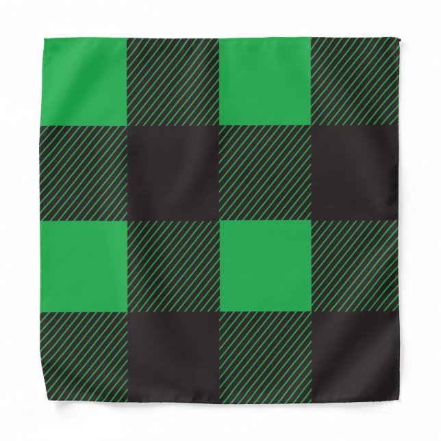 Green plaid pattern bandana (Front)