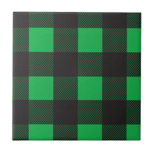 Green plaid pattern ceramic tile