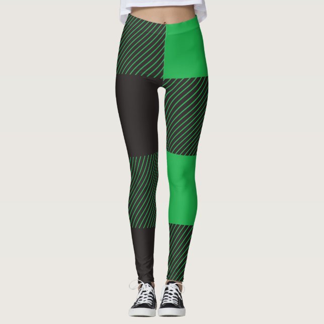 Green plaid pattern leggings (Front)