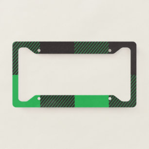Green plaid pattern license plate frame
