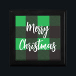Green Plaid Pattern Merry Christmas Gift Box<br><div class="desc">A cool green plaid pattern design with the words Merry Christmas.</div>