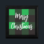 Green Plaid Pattern Merry Christmas Gift Box<br><div class="desc">A cool green plaid pattern design with the words Merry Christmas.</div>