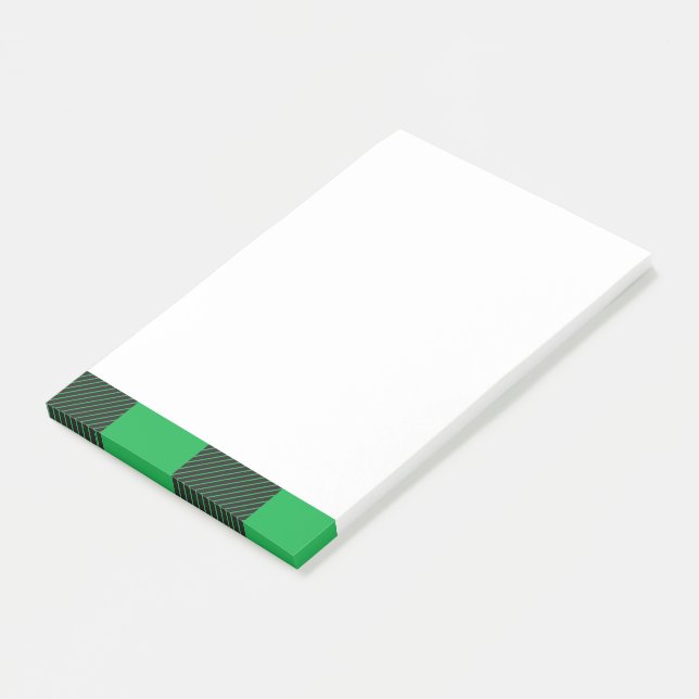 Green plaid pattern post-it notes (Angled)