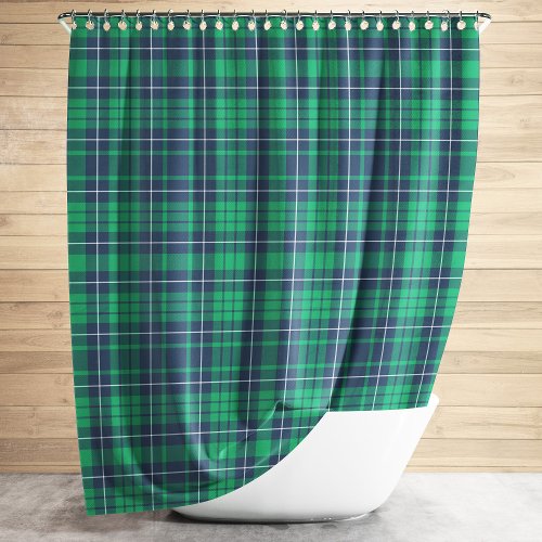 Green Plaid Pattern Rustic Farmhouse Shower Curtain