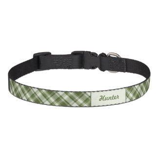 Green Plaid Pattern With Custom Pet Name Collar