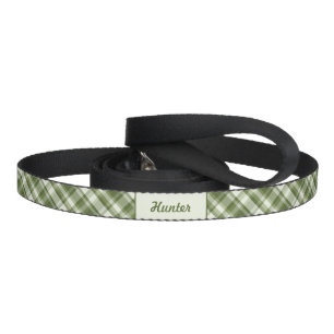 Green Plaid Pattern With Custom Pet Name Leash