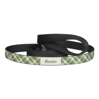 Green Plaid Pattern With Custom Pet Name Leash