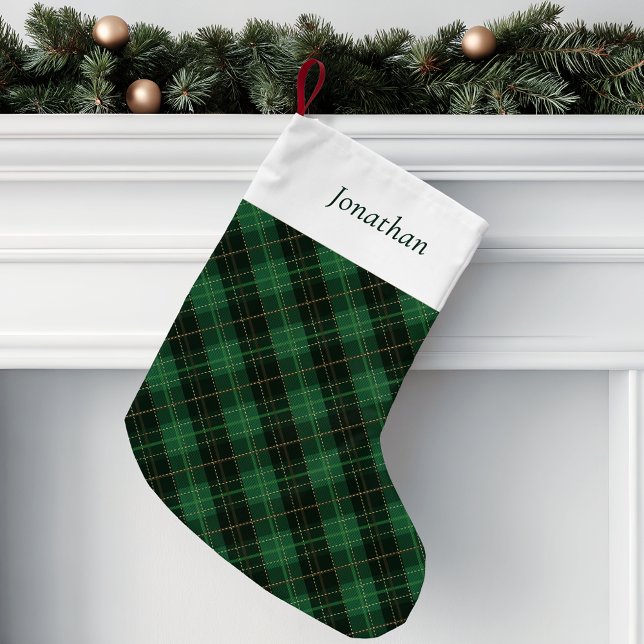 Green Plaid Personalized  Small Christmas Stocking (Creator Uploaded)