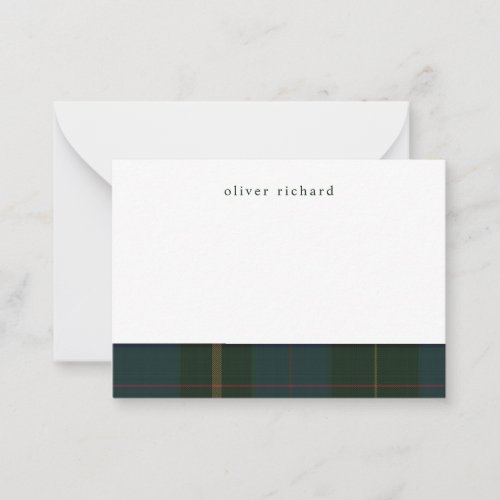 Green Plaid Personalized Stationery Note Cards