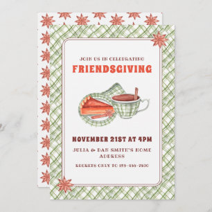Green Plaid Pumpkin Pie Thanksgiving Friendsgiving Invitation