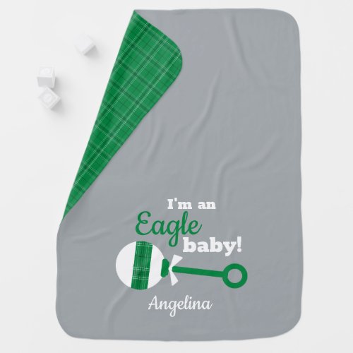 Green Plaid Rattle Eagle Baby Blanket