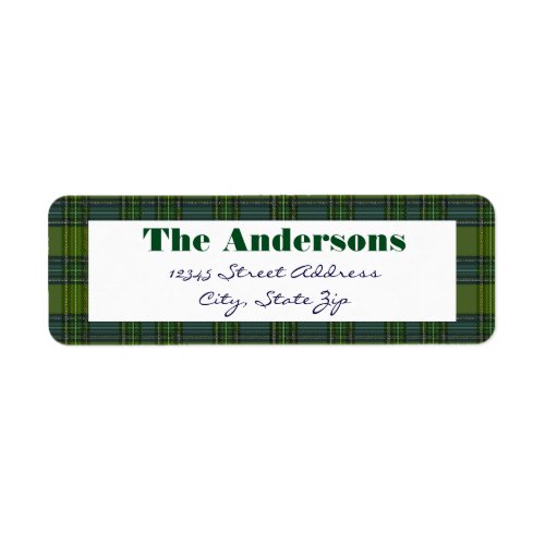 Green Plaid _ Return Address Label