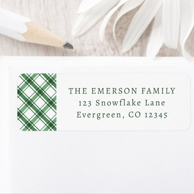 Green Plaid Return Address Label (Green Plaid Return Address Label
)