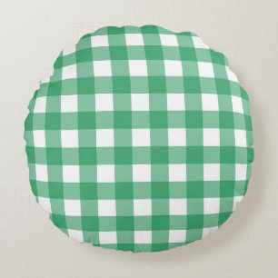 Green Plaid Round Pillow