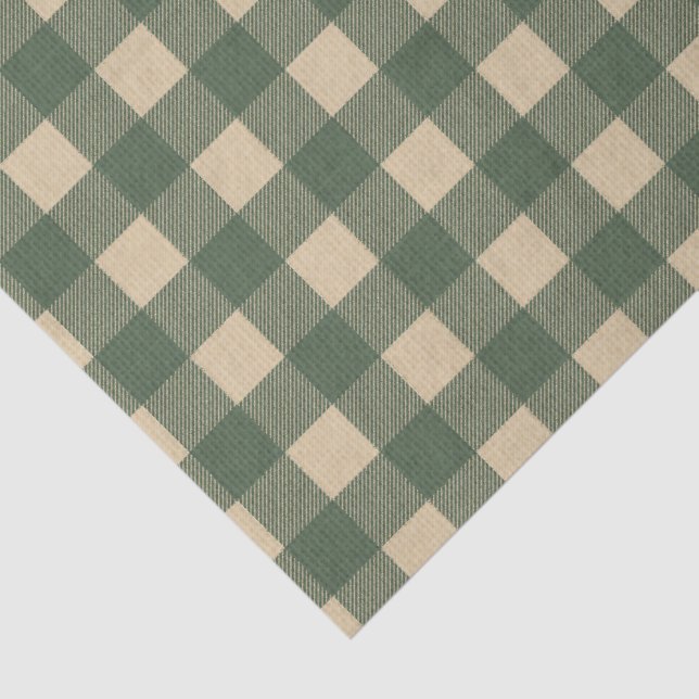 Green Plaid Rustic Country Tissue Paper (Detail)