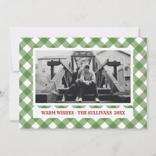 Green Plaid Rustic CUSTOM Holiday Photo Card