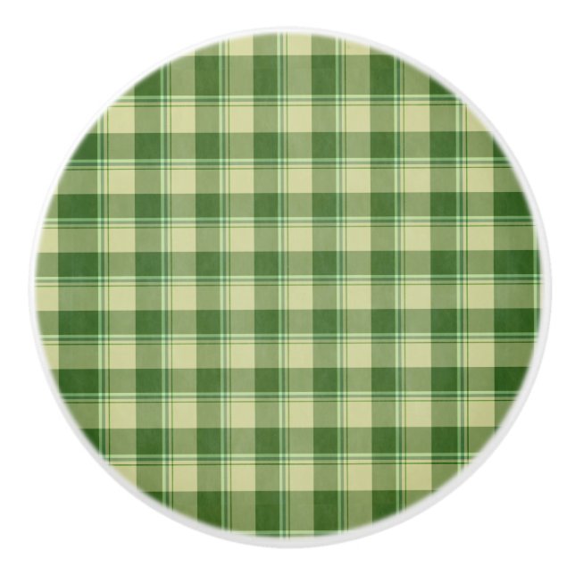 Green Plaid Saint Patrick's day Ceramic Knob (Front)