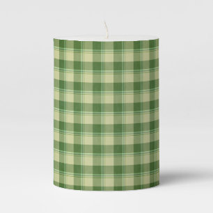 Green Plaid Saint Patrick's day Pillar Candle