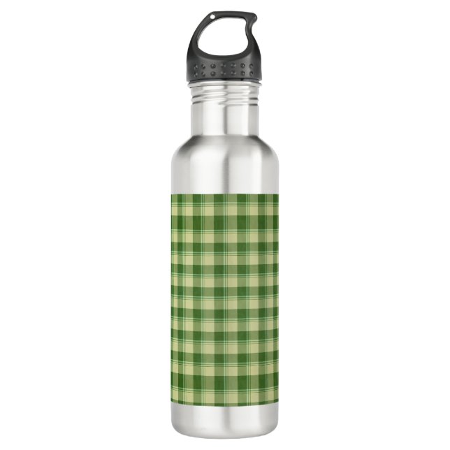 Green Plaid Saint Patrick's day Stainless Steel Water Bottle (Front)