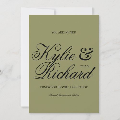 Green Plaid Save The Date Invitation