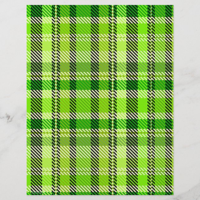 Green Plaid Scrapbook Paper 2-Sided Page (Back)