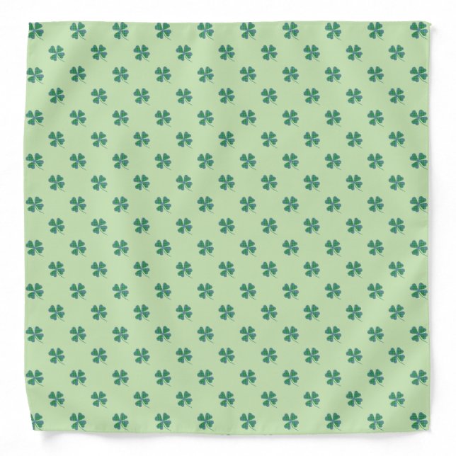 Green Plaid Shamrock 4-Leaf Clover Bandana Scarf (Front)