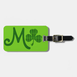 Green Plaid Shamrock Luggage Tag
