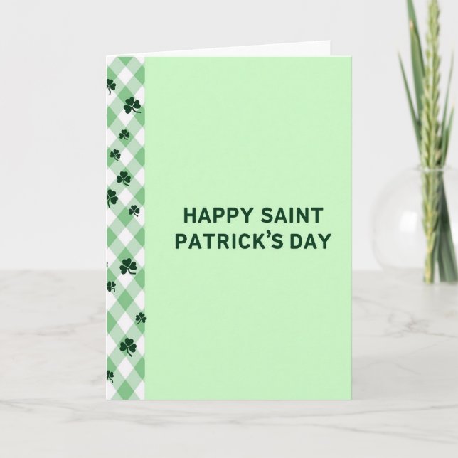 Green Plaid Shamrock Saint Patricks Card (Front)