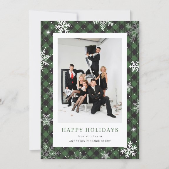 Green Plaid Snowflake Photo Corporate Business