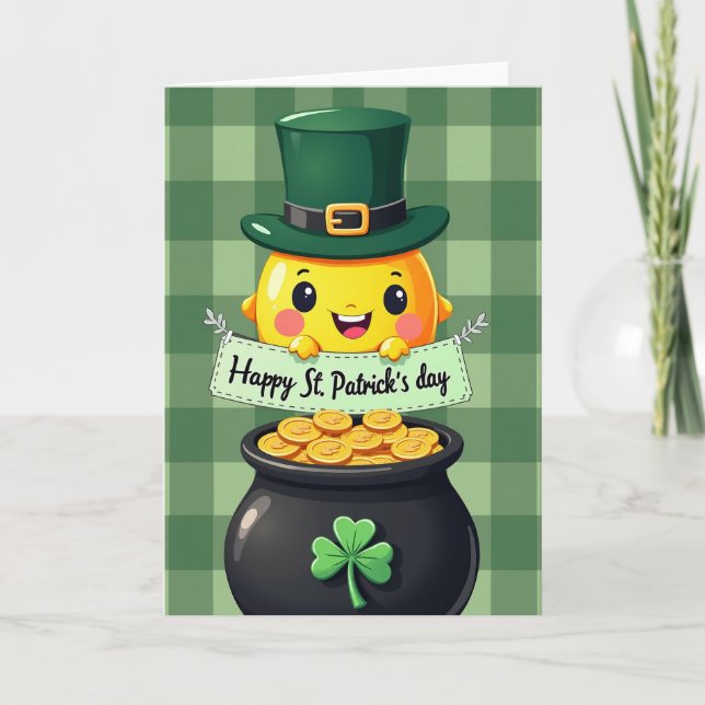 Green Plaid St Patricks Day Card (Front)