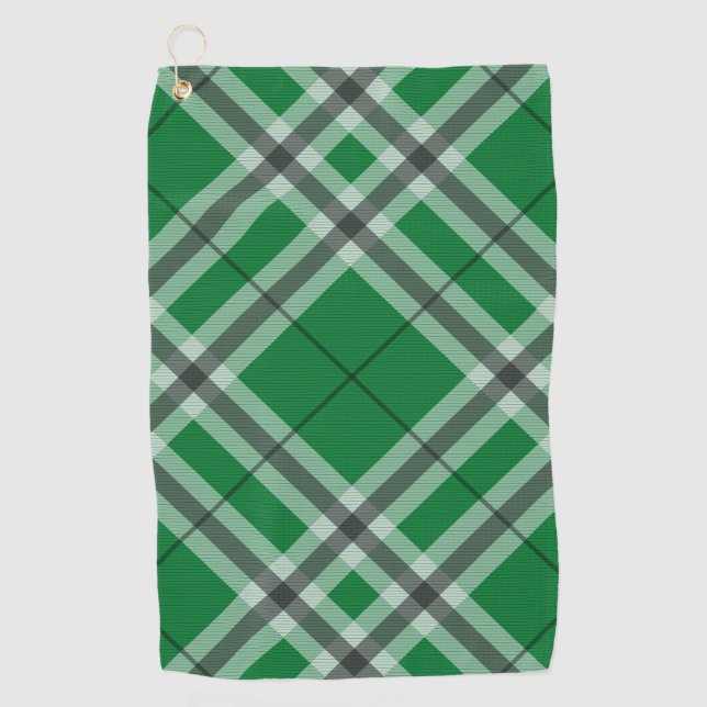 Green Plaid Style Design Golf Towel (Front)