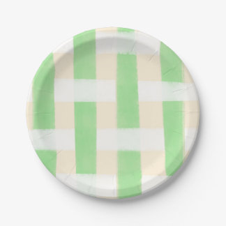 Green Plaid Summer Paper Plates