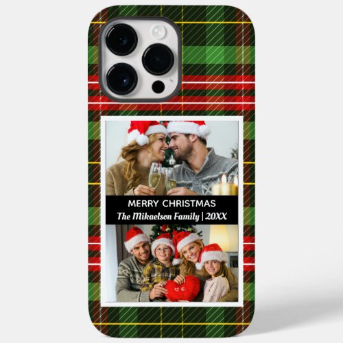 Green Plaid Tartan Photo Collage Merry Christmas Case_Mate iPhone 14 Pro Max Case