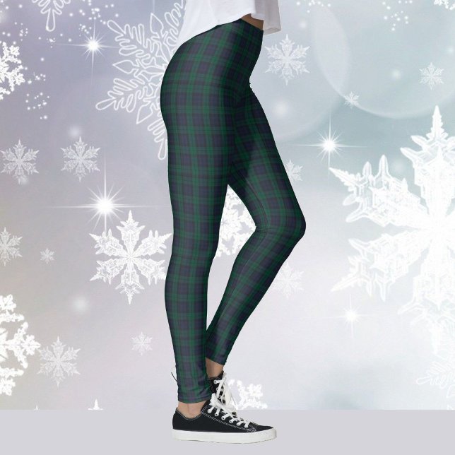 Green Plaid Tartan Yoga Christmas Holiday Running Leggings (Creator Uploaded)