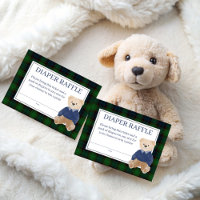 Green plaid teddy bear baby shower diaper raffle